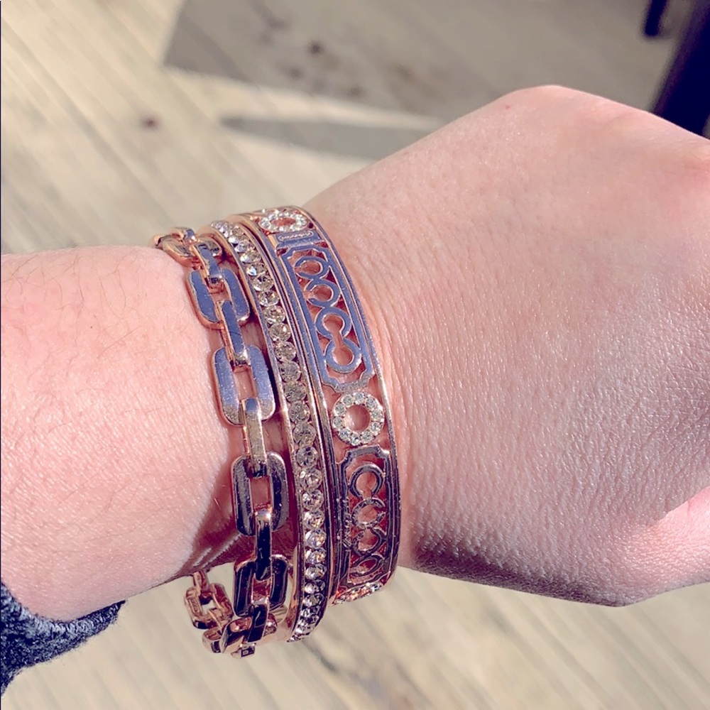 Coach rose gold bangle bracelet trio